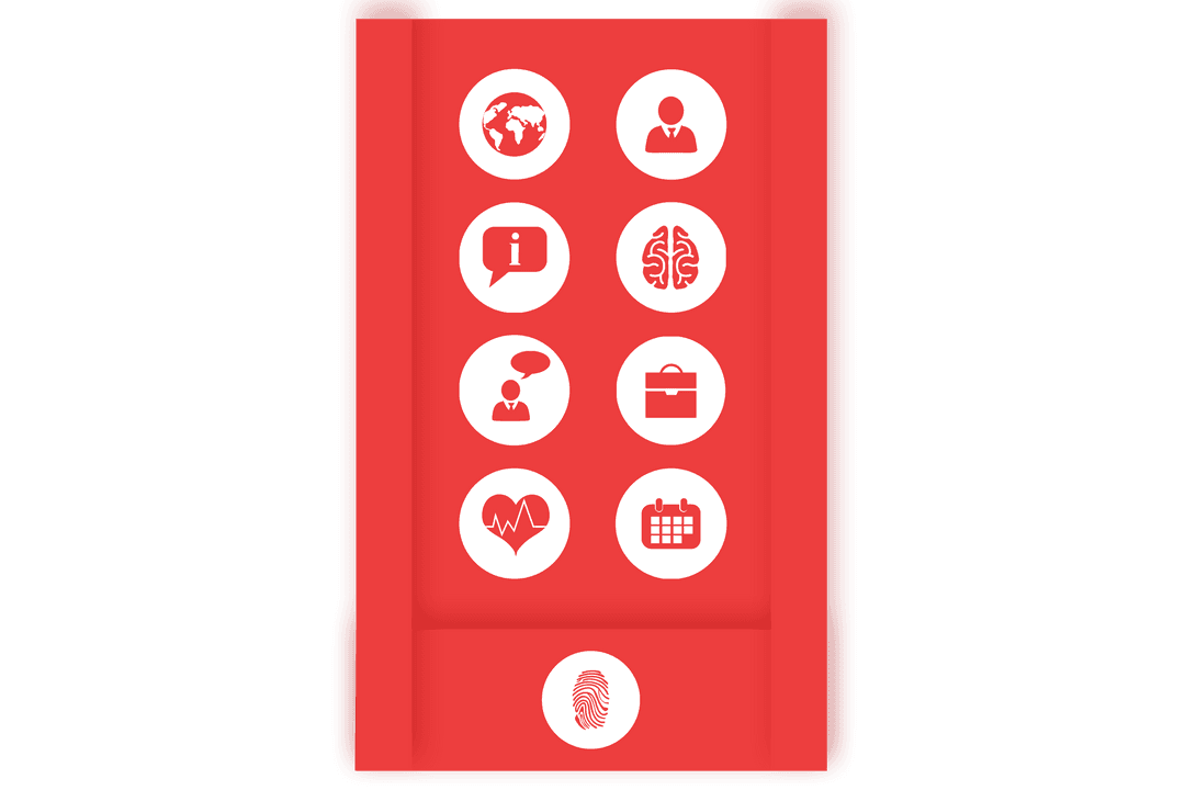 Transparent Digital Interface with Futuristic Icons