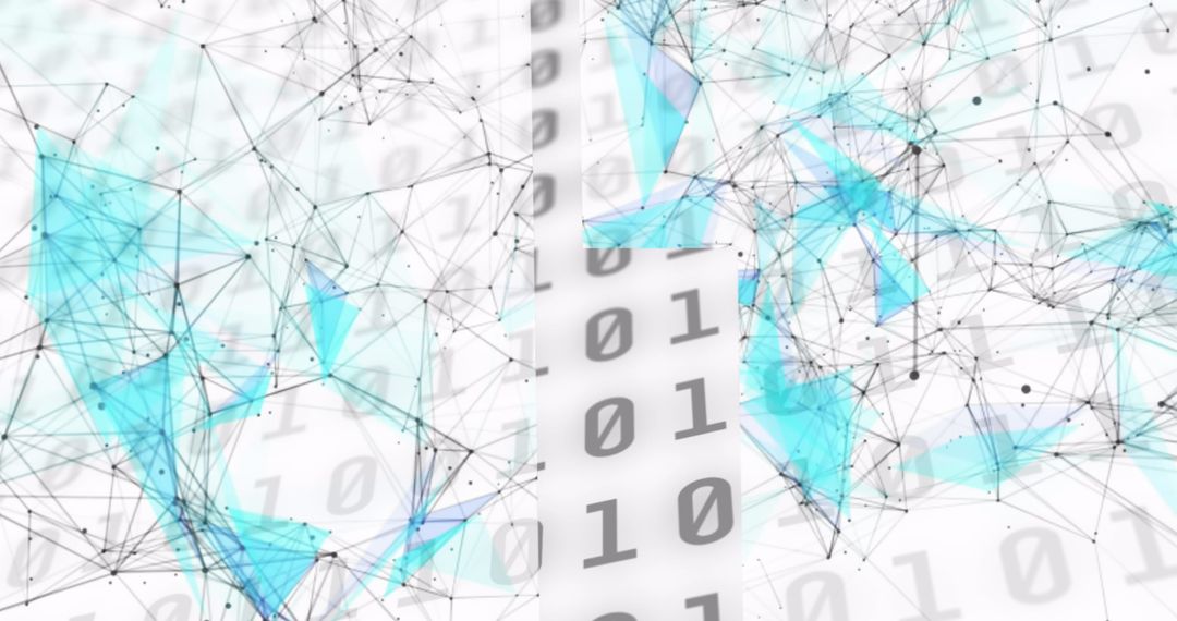 Abstract Digital Data Network with Binary Code Overlay