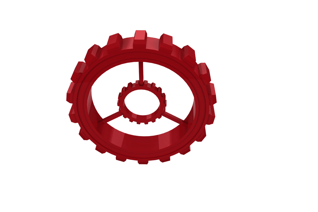 Red Transparent 3D Gear Isolated on White Background