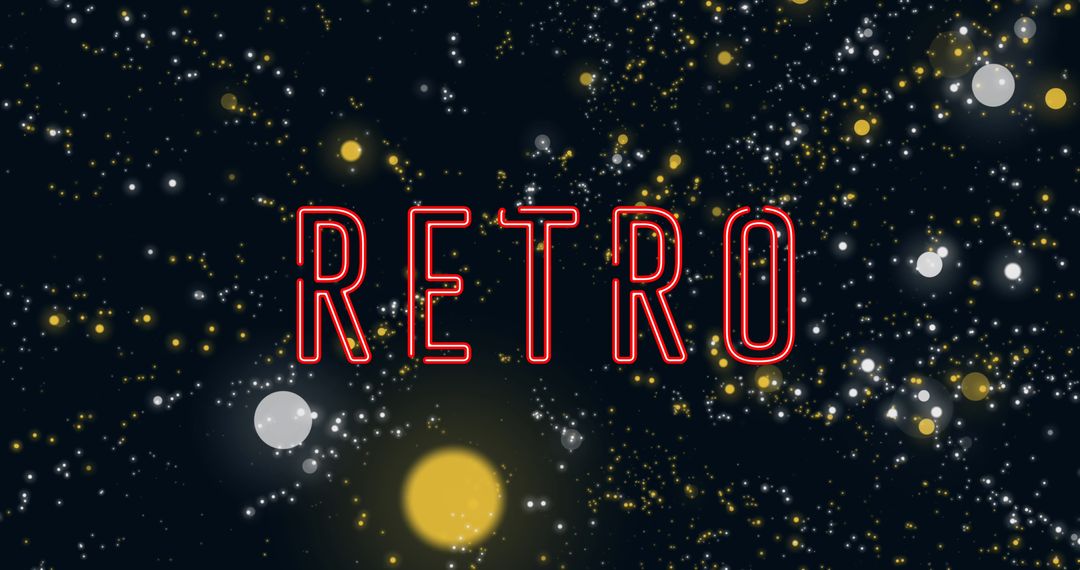 Retro Neon Text Against Starry Background