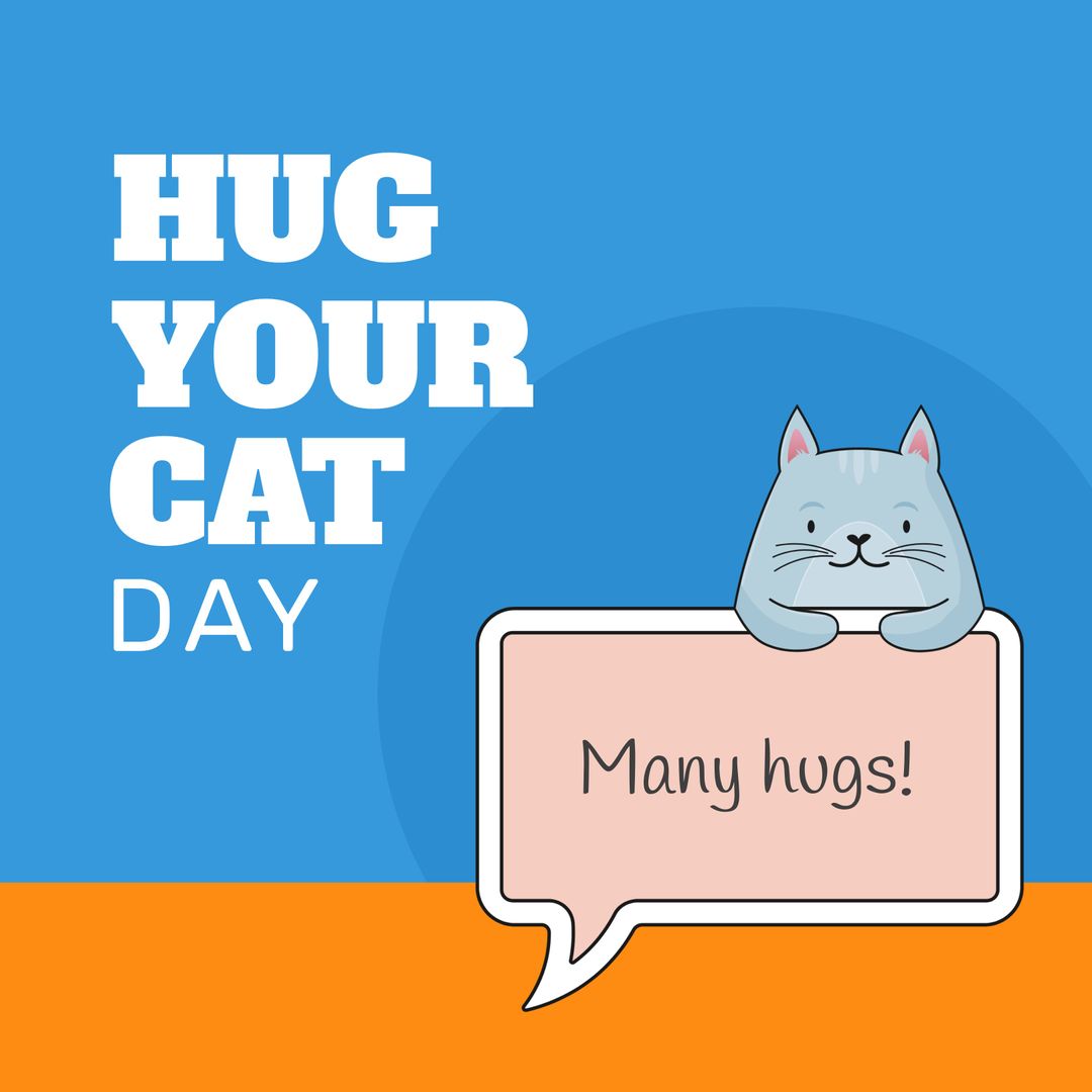 Hug Your Cat Day Celebration with Cute Cat Illustration