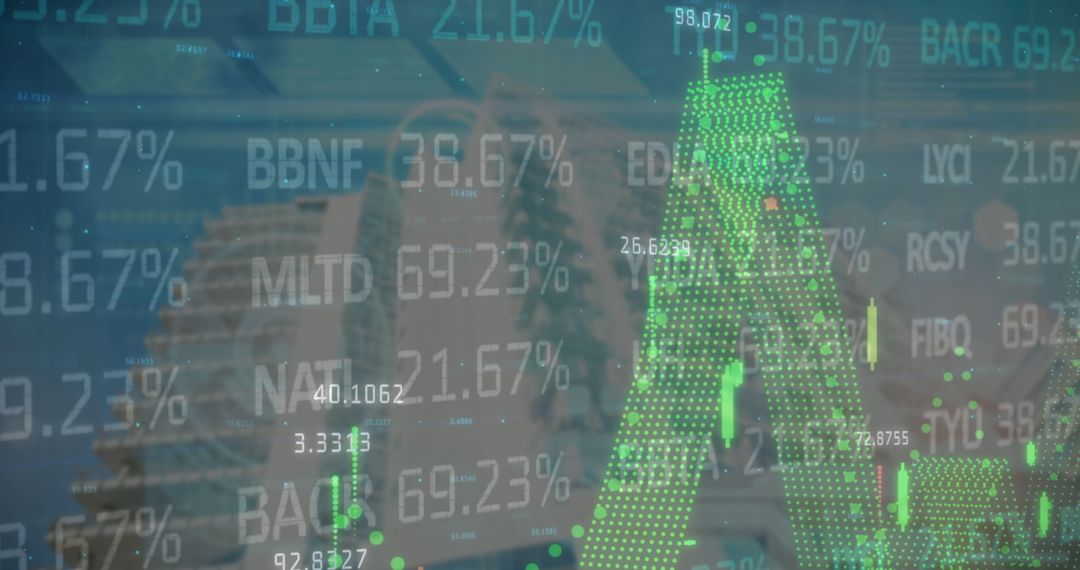 Dynamic Stock Market Data Overlayed on Skyscrapers