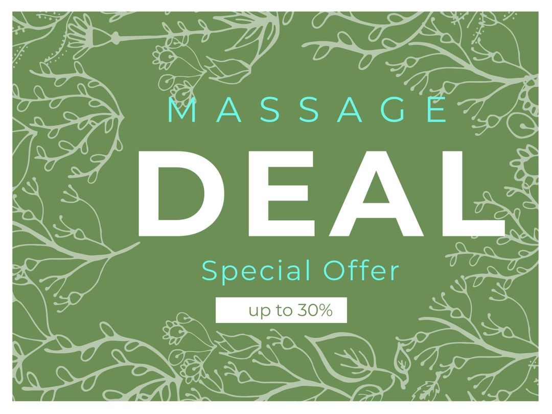 Massage Deal Promotion with Green Botanical Design