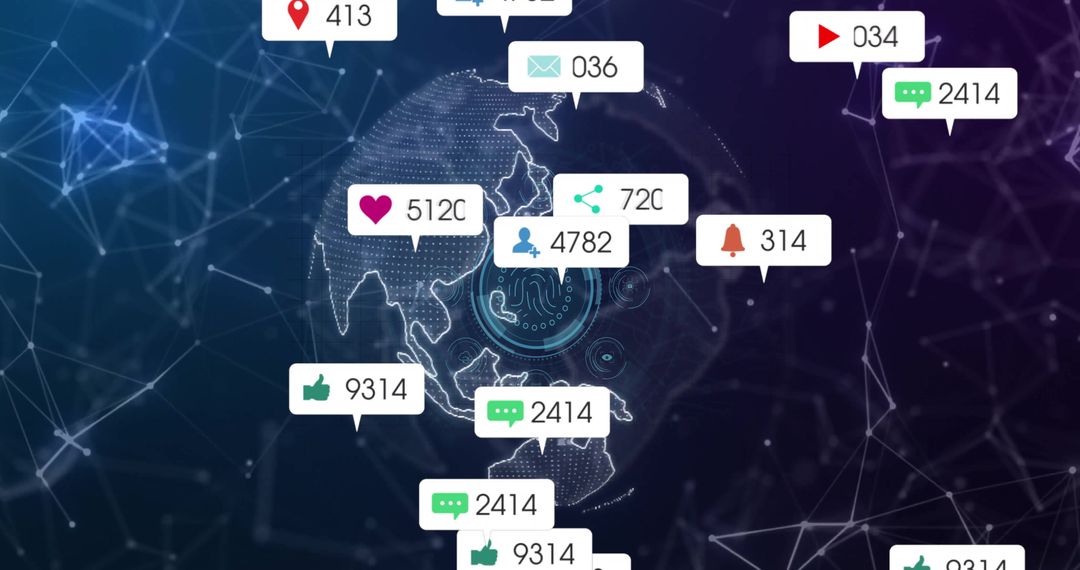 Digital Connection Global Concept with Social Media Notifications