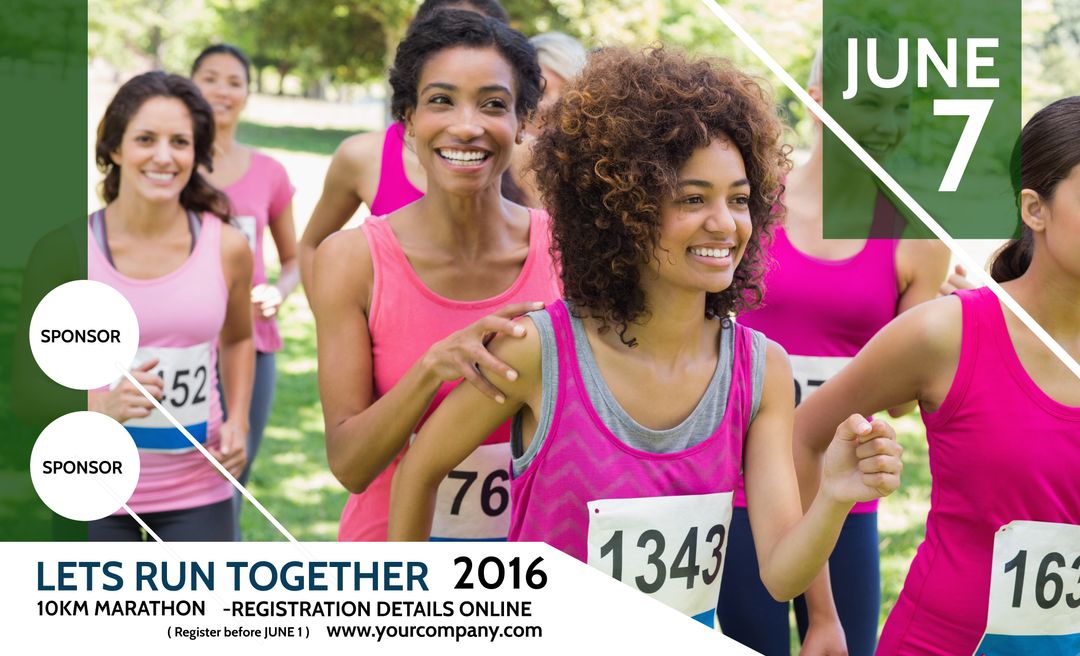 Image shows diverse runners' zeal, perfect for fitness event ads