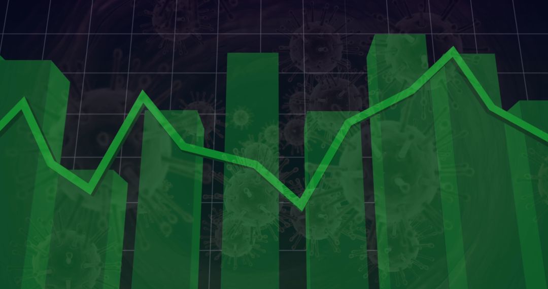 Financial Market Trends with Green Bar Graph and Fluctuating Line