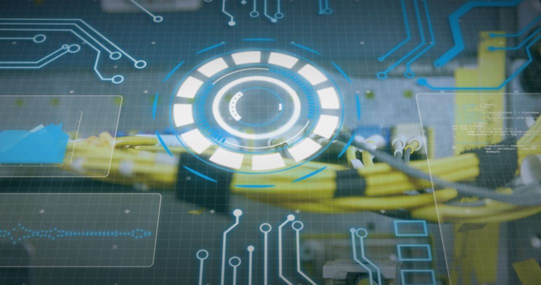 Futuristic Interface Technology Over Server Room