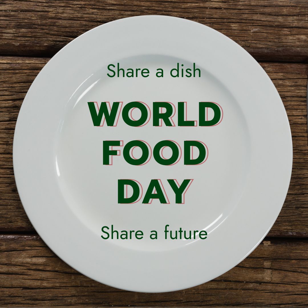 World Food Day Message on Empty Plate Supporting Food Security