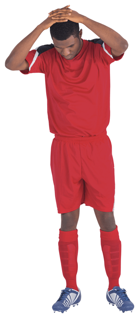 Transparent Disappointed Football Player in Red Uniform