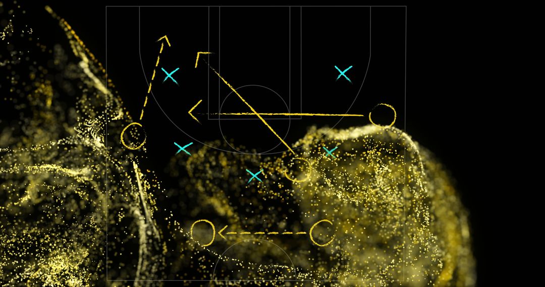 Abstract Basketball Strategy Diagram with Play and Movement Paths