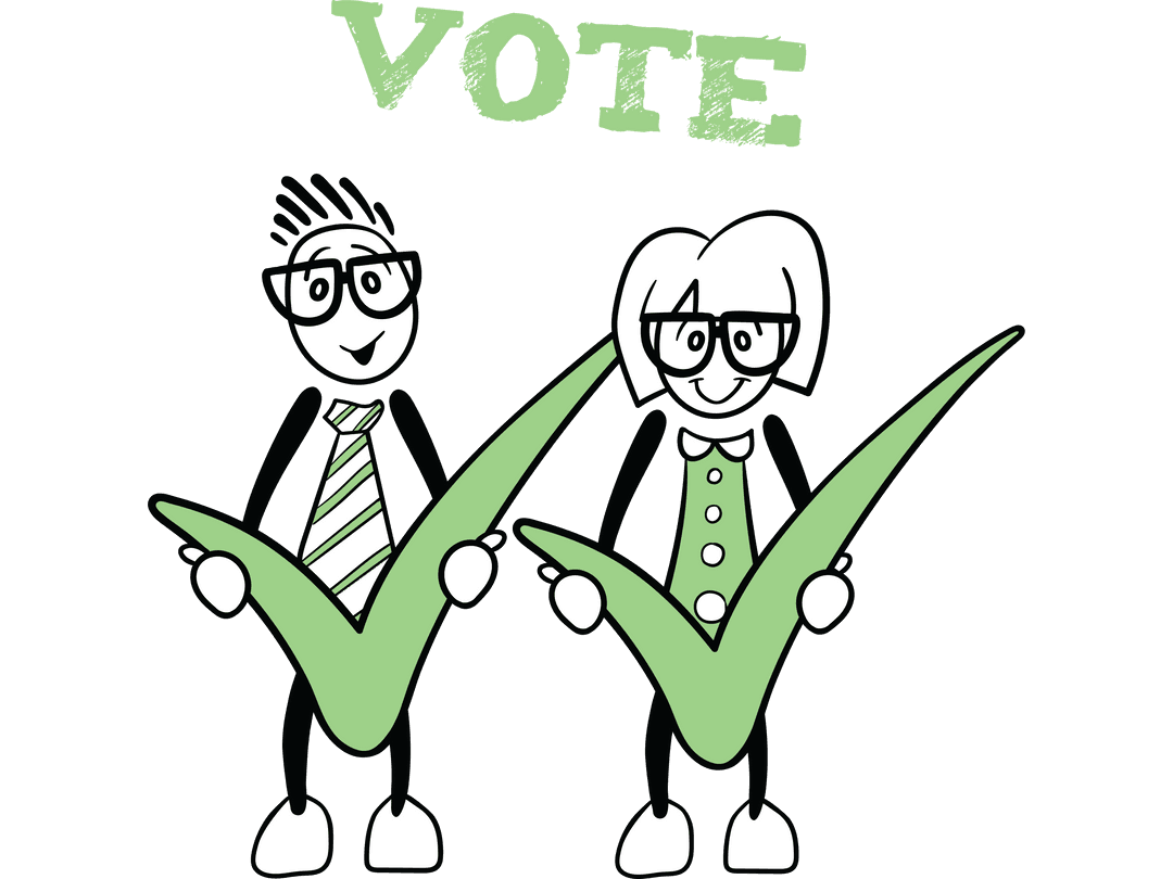 Transparent Illustration With Cartoon Characters Holding Check Marks