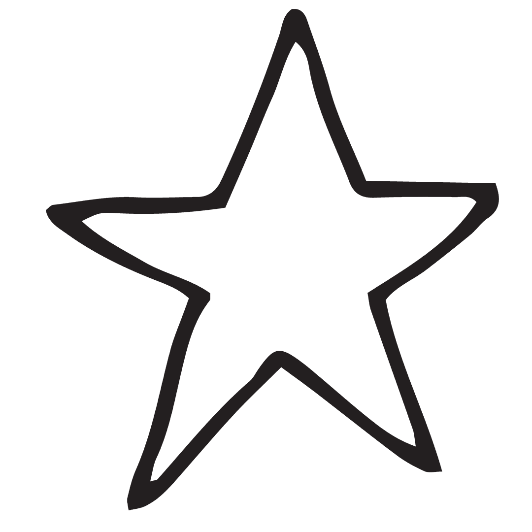 Hand-drawn Transparent Star Shape Icon in Black