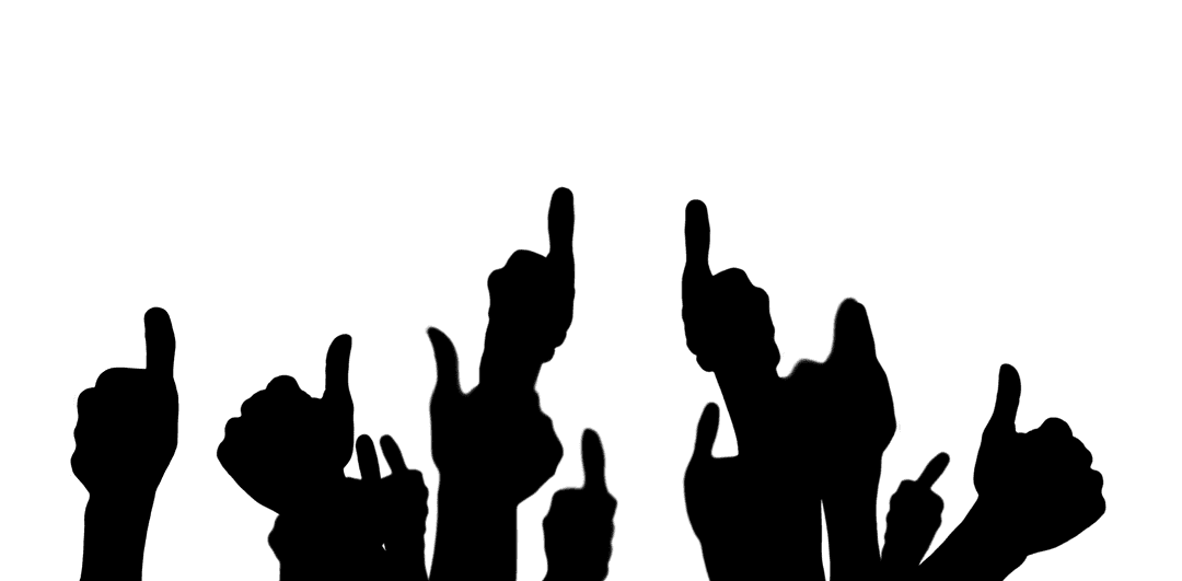 Transparent Silhouette of Hands Giving Thumbs Up