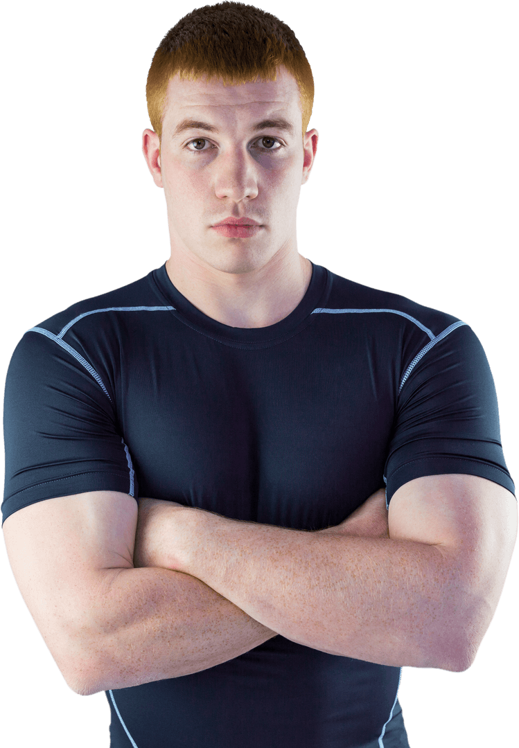 Muscular Rugby Player in Compression Wear Transparent Background