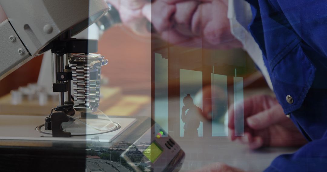 Watchmaker Overlay with Businessman Symbolizing Global Connections