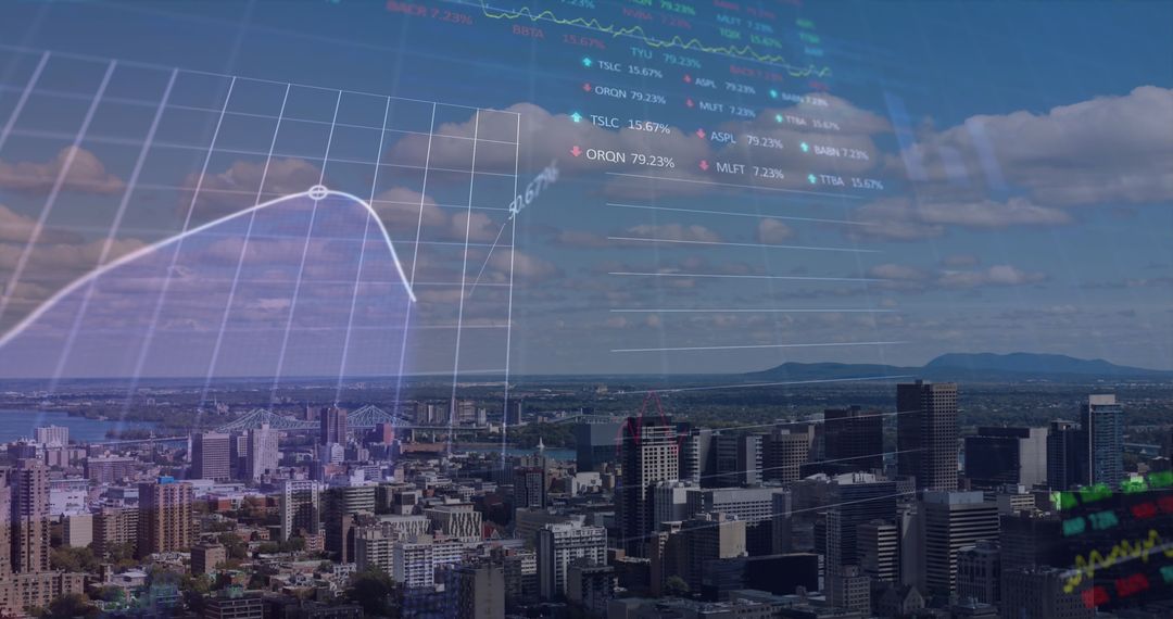 Cityscape Blended with Digital Financial Data Analytics