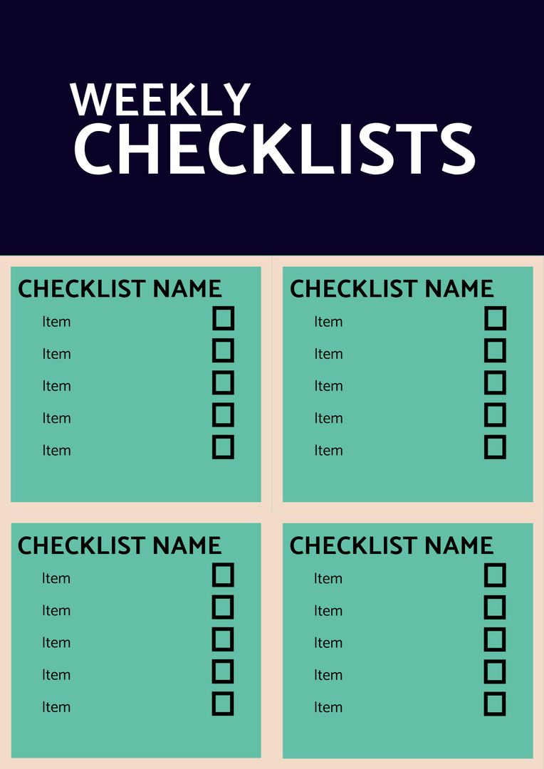 Weekly Checklist Template for Efficient Task Organization - Download Free Stock Templates Pikwizard.com