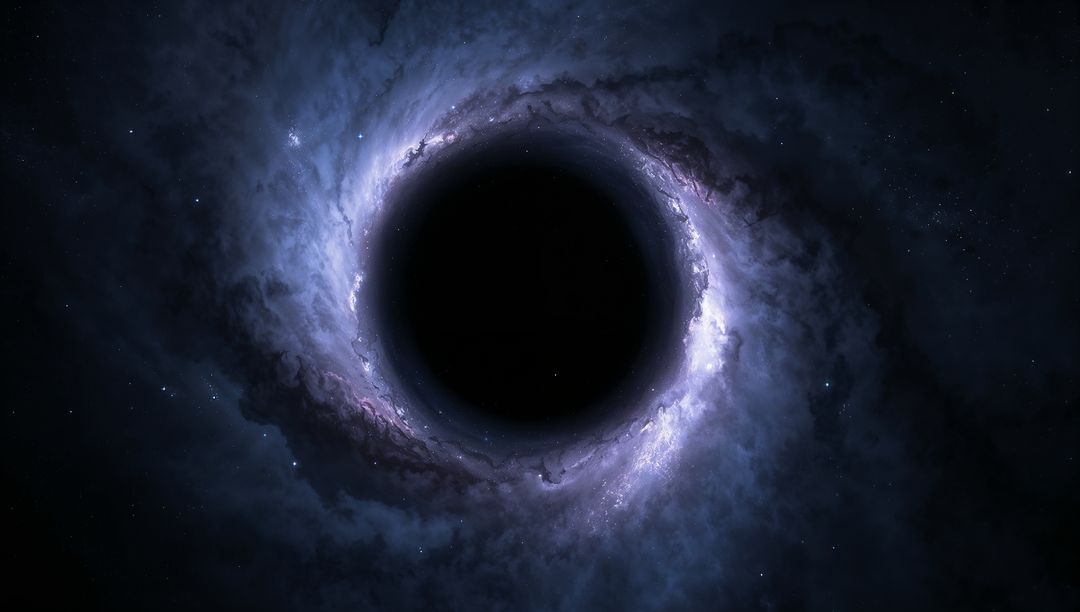 Black Hole with Accretion Disk and Nebular Clouds in Space