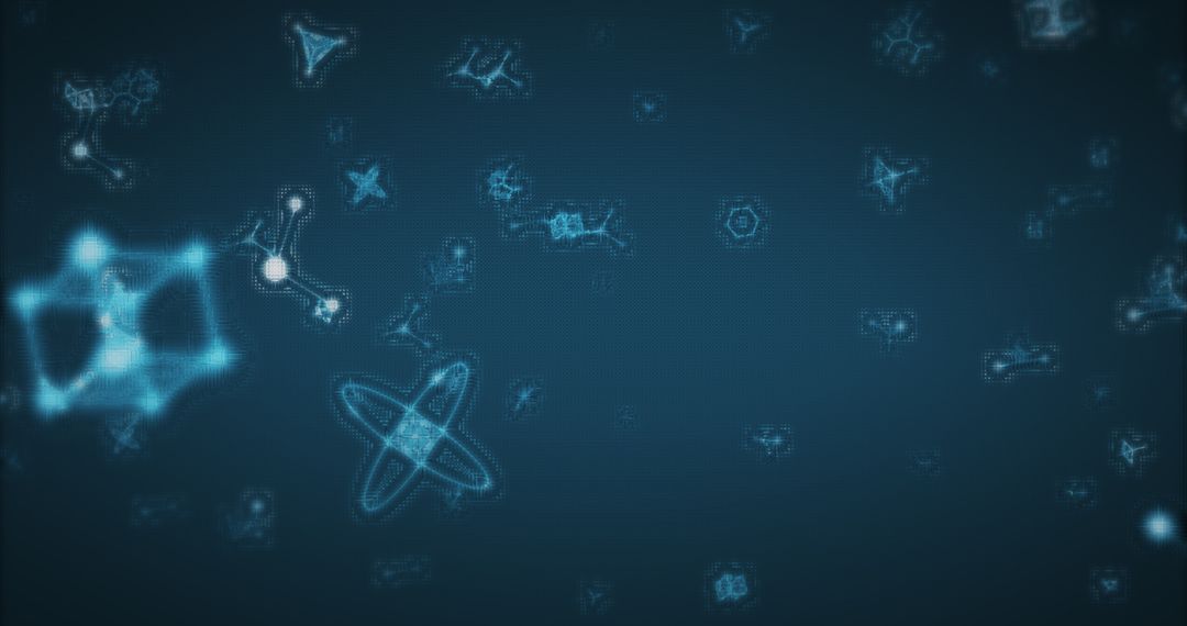 3D Glowing Turquoise Molecules in Motion