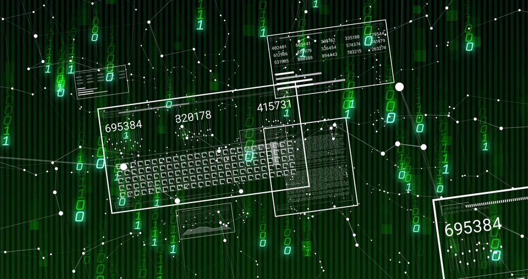 Futuristic Digital Interface with Binary Code Stream