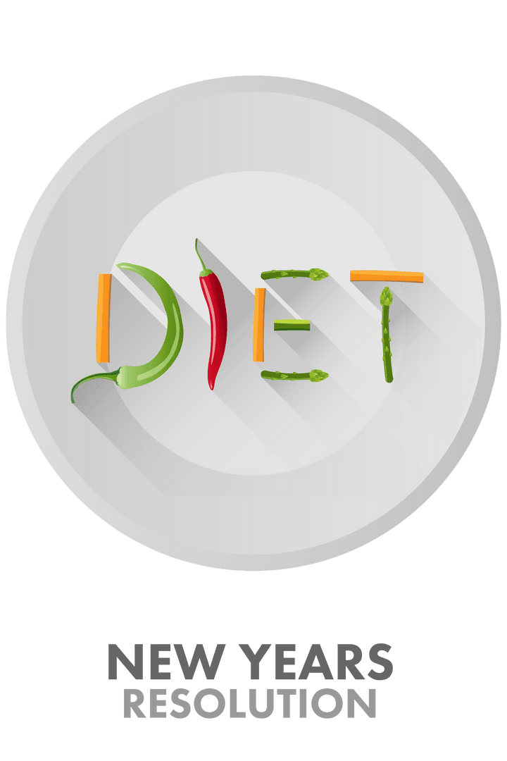 Healthy Diet Motivational Text with Vegetables on Transparent Plate