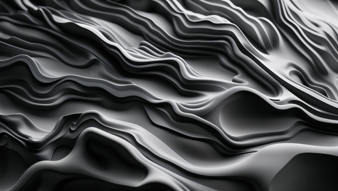 Monochrome Abstract Wave Layers in Futuristic Digital Art