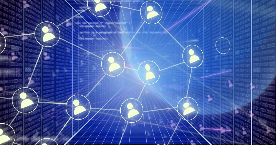 Abstract Digital Network with Glowing Connections