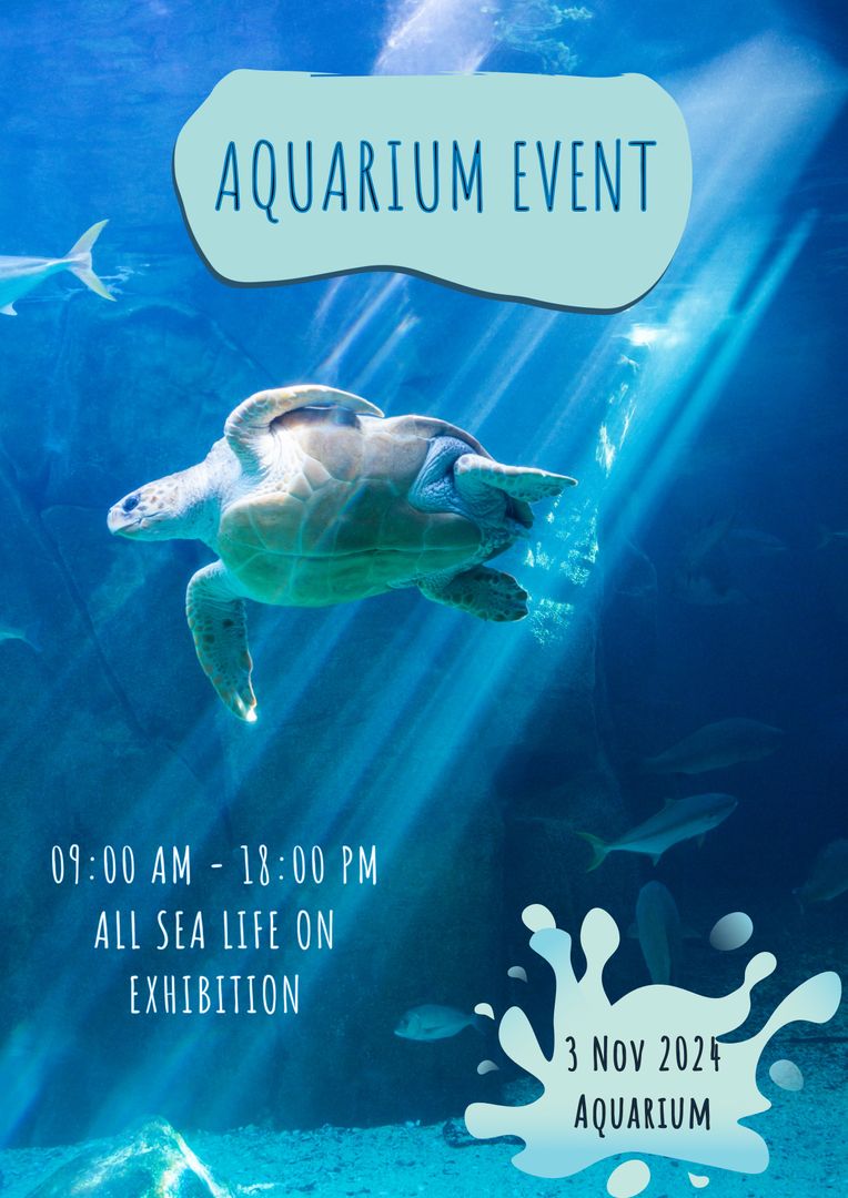 Aquatic Life Event Poster with Turtle and Fish
