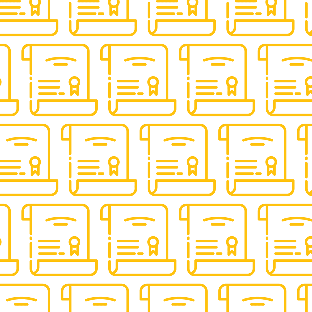 Yellow diploma pattern on transparent background for endless design
