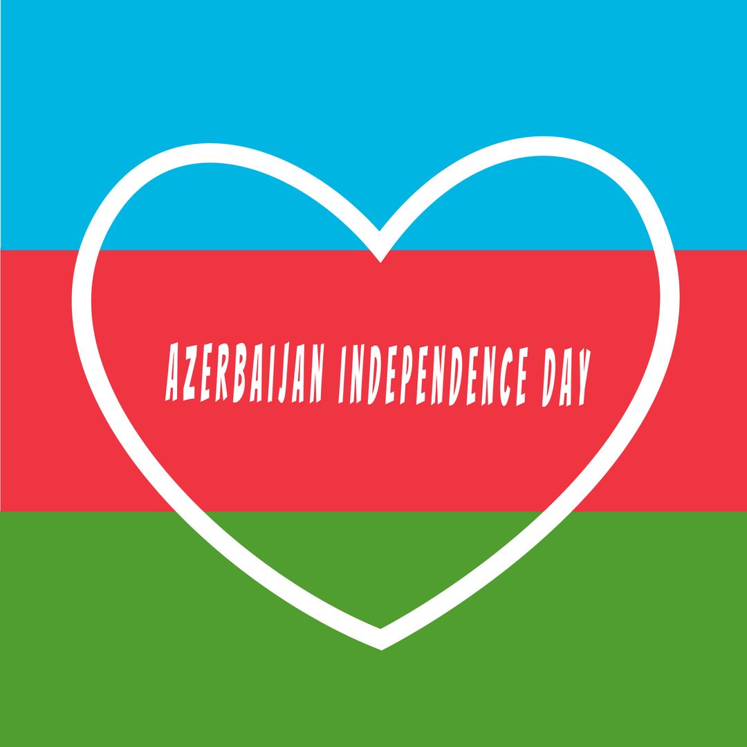 Azerbaijan Independence Day Heart with Flag Colors
