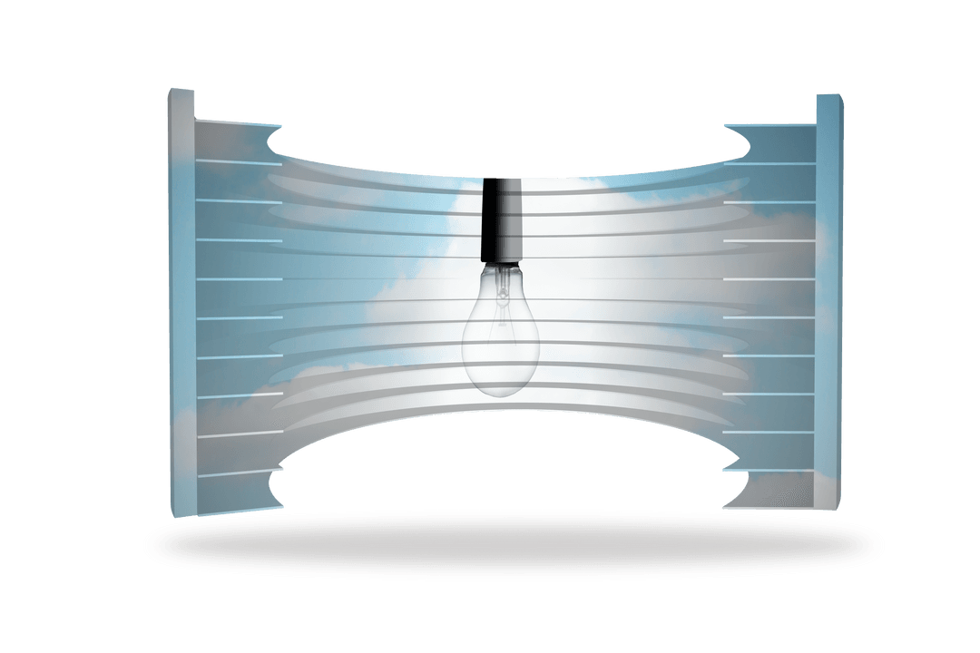 Transparent Abstract Light Bulb with Sky Background Design