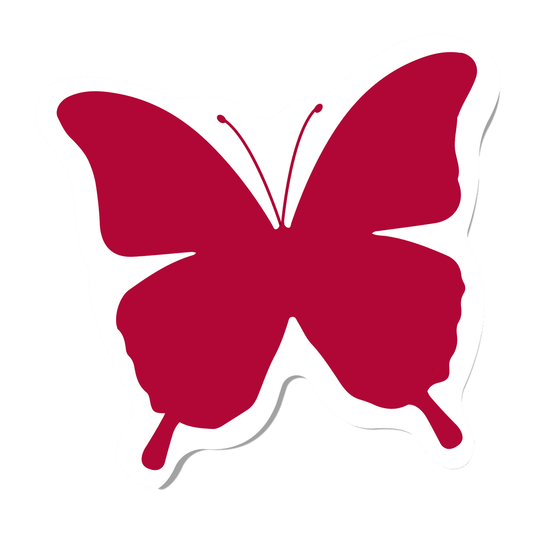 Red Butterfly Silhouette on Transparent Background
