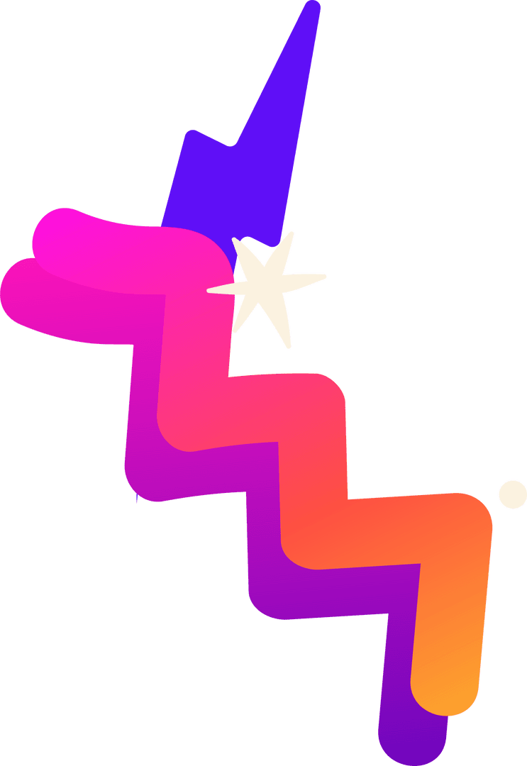 Colorful Zigzag Gradient Ribbon on Transparent Background