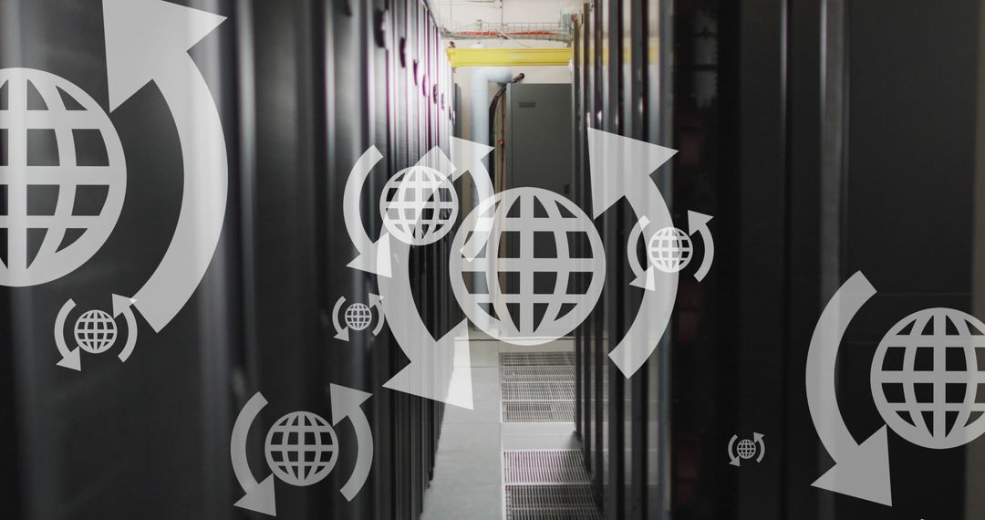 Global Network Icons in Modern Data Center
