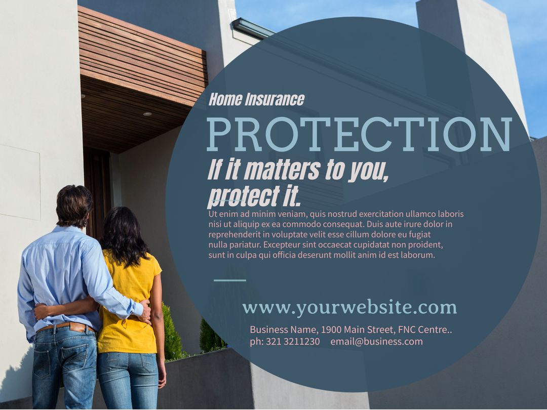 Home Insurance Pamphlet Featuring Caring Couple By Their Home