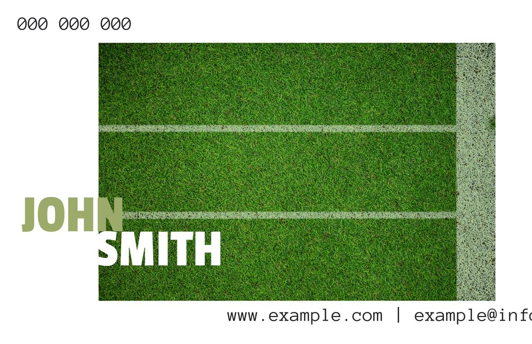 Sports-themed business card with green grass background - Download Free Stock Templates Pikwizard.com