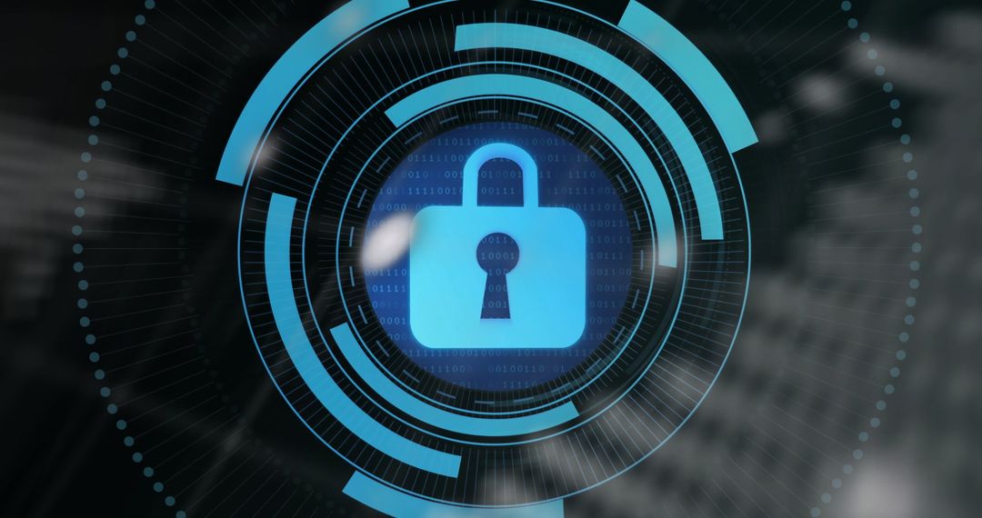 Abstract Cybersecurity Interface with Digital Padlock Icon