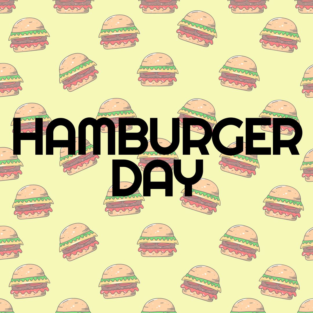 Hamburger Day Celebration with Cartoon Burger Pattern