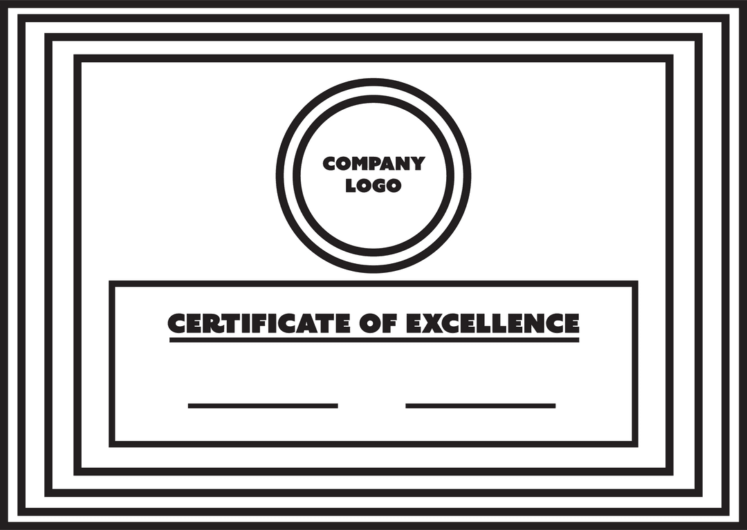 Black and White Certificate Template on Transparent Background