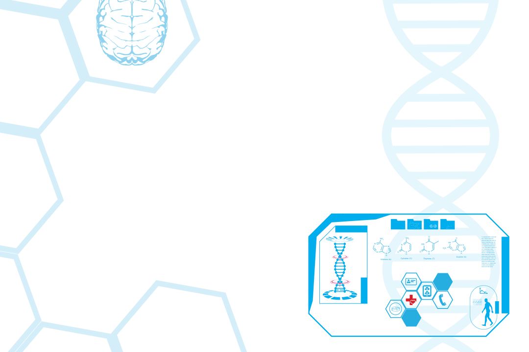 Transparent Medical Interface with Brain and DNA Illustrations