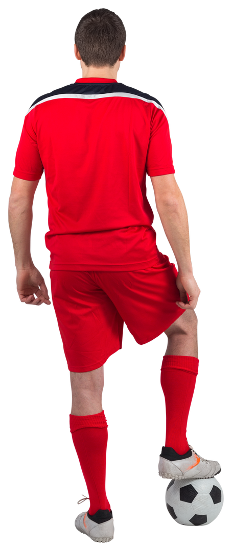 Football Player in Transparent Red Gear Standing with Soccer Ball - Download Free Stock Images Pikwizard.com