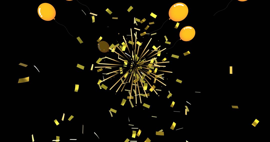 Exploding Gold Confetti and Yellow Balloons Celebration