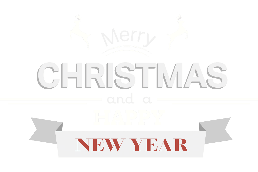 Merry Christmas and Happy New Year Text on Transparent Background