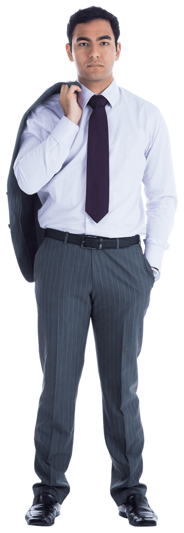 Confident Businessman Posing on Transparent Background