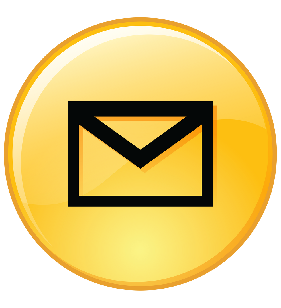 Transparent Black Envelope Icon on Yellow Circle for Email and Messaging Concept - Download Free Stock Images Pikwizard.com