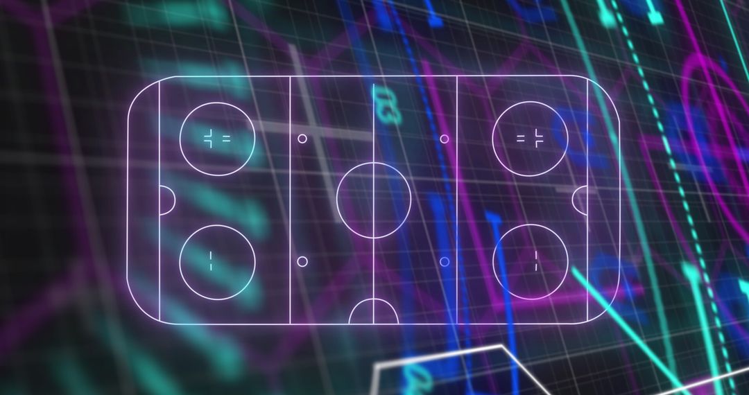 Neon Air Hockey Rink Overlapping Digital Analytics Dashboard