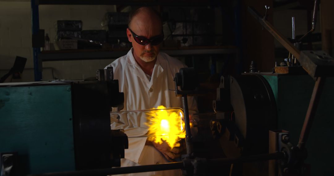 Male Scientist Conducting High Heat Experiment in Laboratory - Free Images, Stock Photos and Pictures on Pikwizard.com