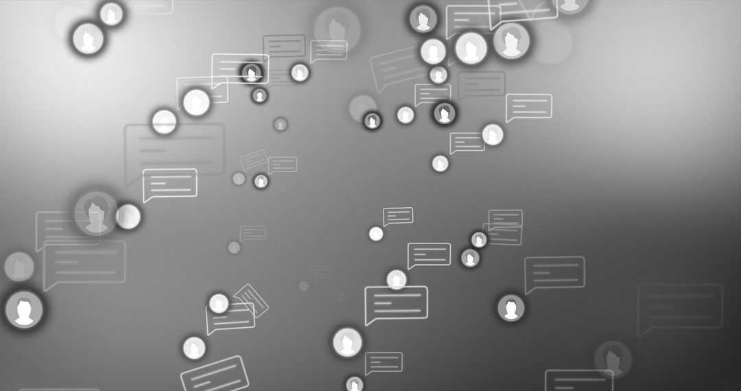 Digital Communication Interface with Speech Bubbles and Icons