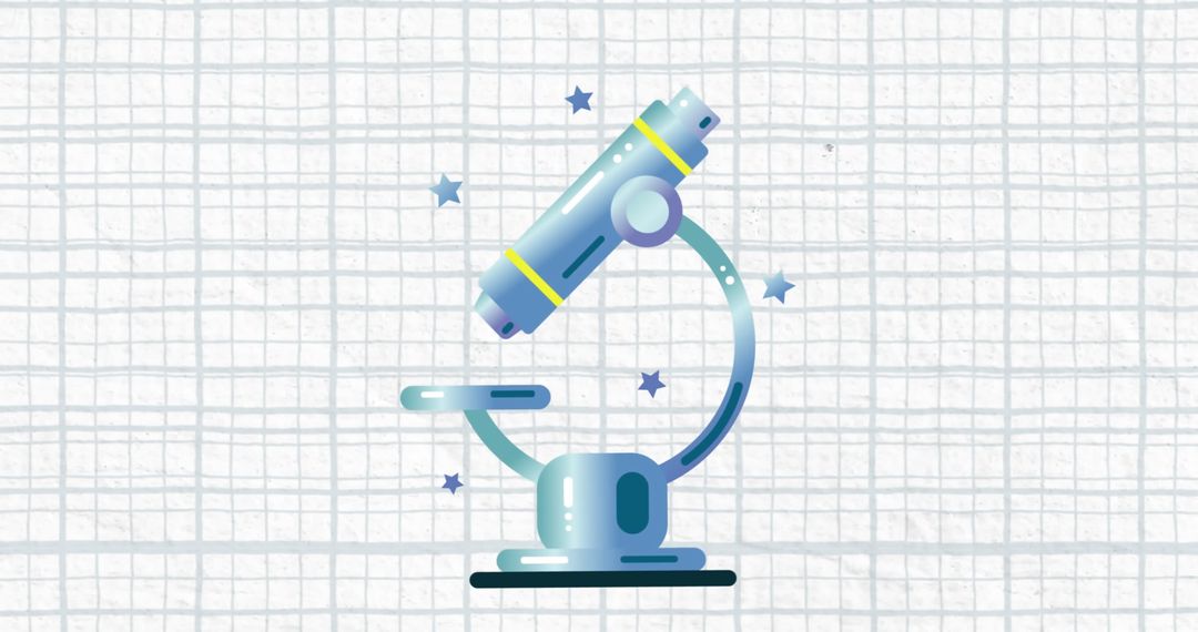 Colorful Microscope Icon on Gridded Background for Scientific Education