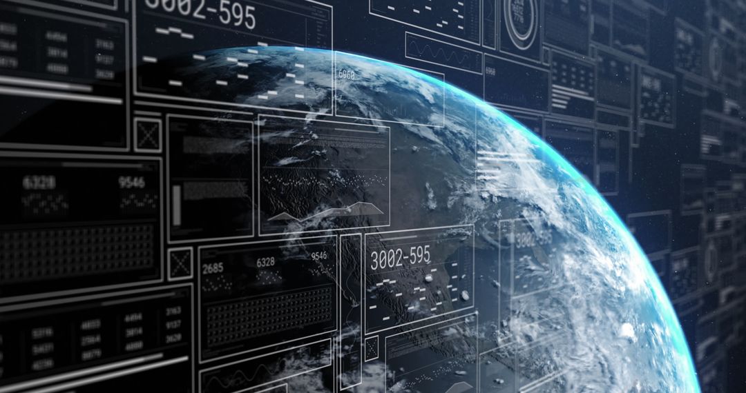 Digital Globalization Concept with Hologram Data on Earth